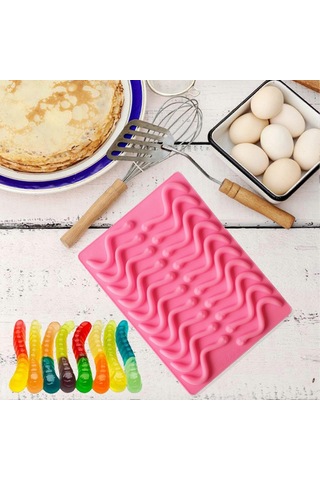 Çikolata Kalıbı 20 Kavite Sakızlı Yılan Hafif Tekrar Kullanılabilir Solucanlar Kek Kalıbı Pişirme Aracı Rastgele Renk Çok Renkli