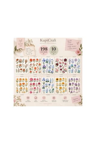 10 Sayfa Çiçek Temalı Sticker Seti Vintage Çiçek Ajanda Scrapbook Journal 0