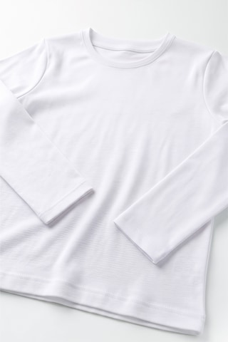 Öts Erkek Çocuk %100 Pamuk T-shirt Uzun Kollu Ribana Günlük Giyim Kombin 7016 Beyaz