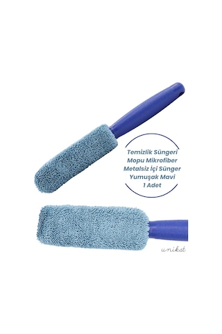 Jant Ve Egzoz Temizlik Süngeri Mopu Mikrofiber Metalsiz İçi Sünger Yumuşak Mavi 1 Adet