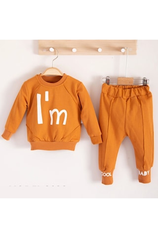 Candar 3-18 Ay Erkek Bebek Takımı I'm Cool 2'li Kahverengi Kahverengi