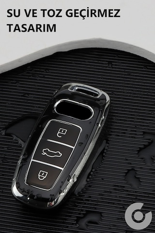 Audi A3 A4 A6 A7 A8 & B9 C8 4k D5 & S7 S8 & Q7 Q8 & E-tron Tpu Anahtar Kılıfı Siyah Gümüş