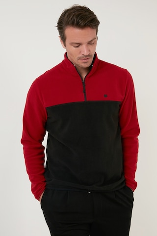 Buratti Regular Fit Anti-Pilling Tüylenme Yapmayan Dik Yaka Şardonlu 2'Li Paket Erkek Polar 5906016S2 Bordo-Siyah