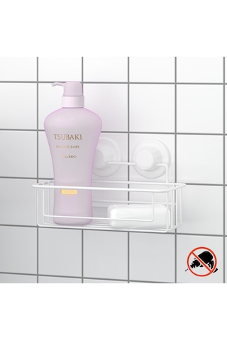 Teknotel Vakumlu Tek Katlı Banyo Duş Rafı Beyaz Dm254