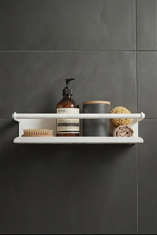 Zift Unique 25cm Paslanmaz Çelik Duş Rafı, Yapışkan Montaj Banyo Rafı,beyaz Mondern Şampuanlık