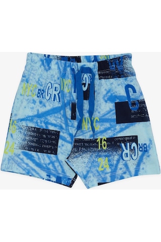 Breeze Girls & Boys Erkek Bebek Şort Bağcık Aksesuarlı Yazı Baskılı 9 Ay-3 Yaş, Mavi-mavi Mavi