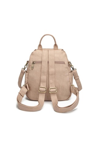 Yıkama Deri Sırt Askılı Kadın Çantası 21-k Barcelona 1908 Koyu Bej