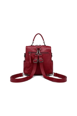 Yıkama Deri Sırt Askılı Kadın Çantası 21k Barcelona 1915 Bordo