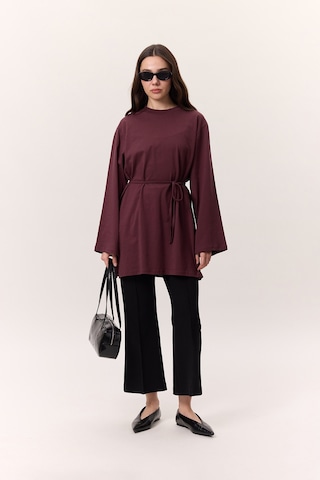 Bağlama Detaylı Oversıze Tshırt Bordo Bordo