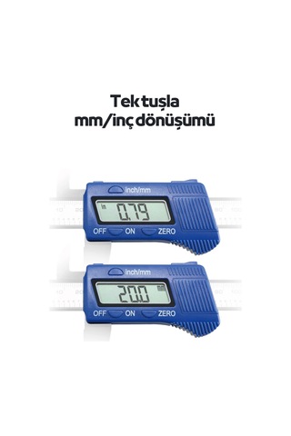 Ysb 150 Mm Karbon Fiber Dijital Kumpas - Mavi Kadran Profesyonel Seri - Pil + Yedek Pil Dahil
