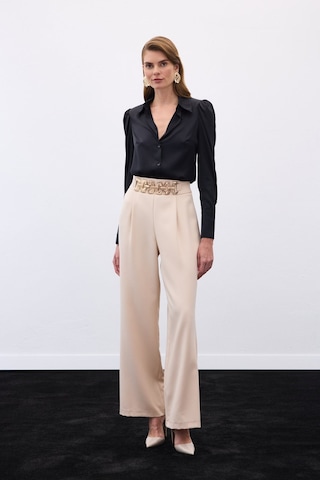Sateen Kemerli Salaş Pantolon - Bej-136536 Bej