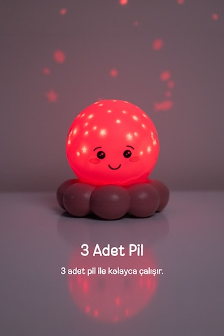 Cloud-b Ahtapot Parıldayan Yıldızlı Gece Lambası 11 Cm Pembe