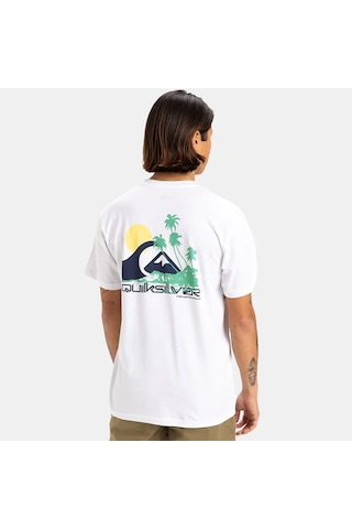 Quiksilver Palm Lines Erkek Beyaz Yuvarlak Yaka Tişört Beyaz