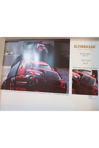 Altınbaşak %100 Pamuk Tek Kişilik Nevresim Takımı Velox Black