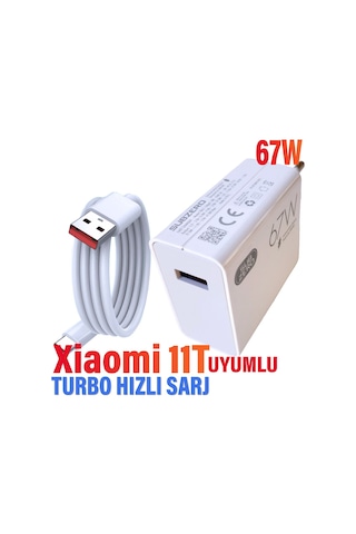 Xiaomi 11t Uyumlu 67w Turbo Hızlı Şarj Aleti Ve Hızlı Şarj Kablosu