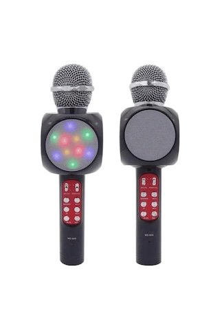 Led Işıklı Şarjlı Kablosuz Karaoke Mikrofon Bluetooth Hoparlör Ses Değiştirme Sd Kart Usb Girişli