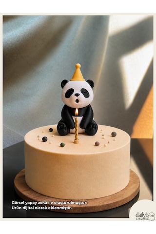 Mum Üfleyen Panda Pasta Süsü-doğum Günü,parti,pasta Süsleme-figür Oyuncak 0 - 20