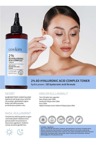 %2 8d Hyaluronik Asit Tonik 250 Ml Yoğun Nemlendirici Cilt Bariyeri Destekli Alkolsüz & Parfümsüz