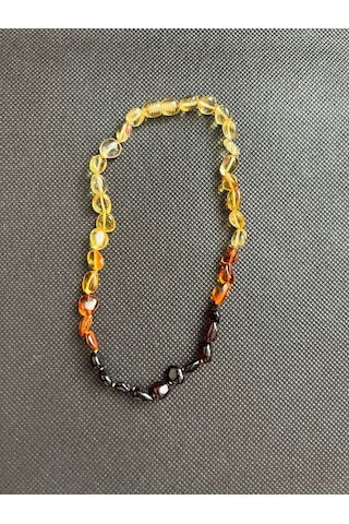 Doğal Damla Kehribar Bebek Kolye Çift Renk Unisex Sertifikalı Ks2278