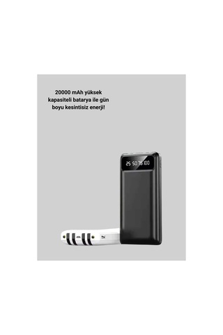 20.000mah Pd Powerbank Led Işık Lcd Ekran Dahili Kablo Çoklu Giriş Yeni Nesil Altın