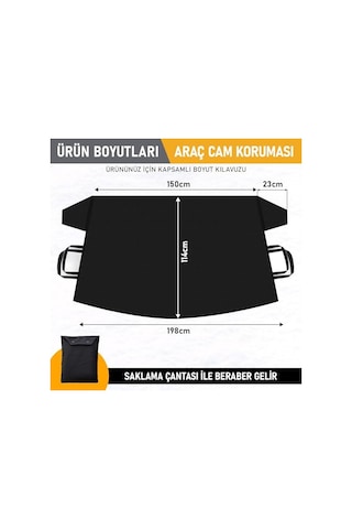 Haegs Buz Ve Kar Önleyici Araç Ön Cam Örtüsü Brandası Ağır Hizmet Tipi 600d Oxford Kumaş Arabalar, Suv Lar, Kamyonetler İçin Oto Ön Cam Koruyucu Güneşlik Don Örtüsü 198x114cm Xxl - Siyah 68264731