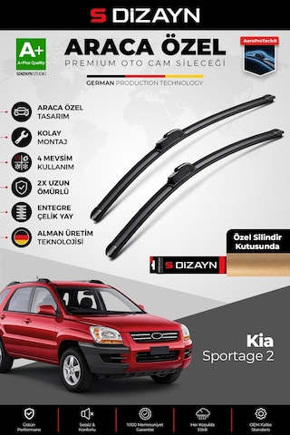 S-dizayn Kia Sportage Ön Cam Silecek Seti 2004-2010 Premium Araca Özel 60-40 Cm A+ Kalite