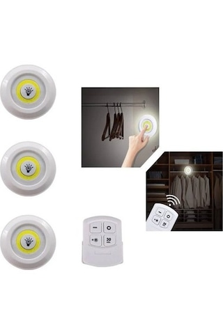 Uzaktan Kumandalı Yapışkanlı 3 Lü Led Spot Lamba 5492 Çr