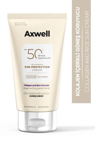Axwell Spf50+ Pirinç & Kolajen İçerikli Güneş Kremi 50 Ml