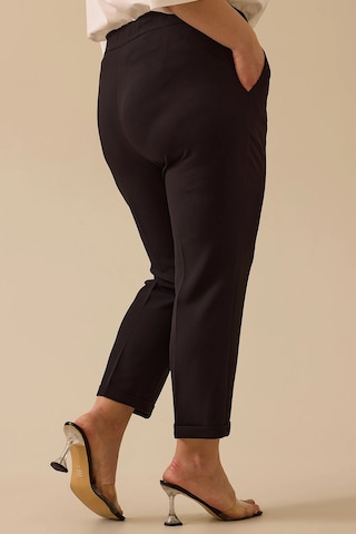 Galaxi Kadın Büyük Beden Beli Büzgülü Duble Paça Pantolon 4027 Siyah Siyah