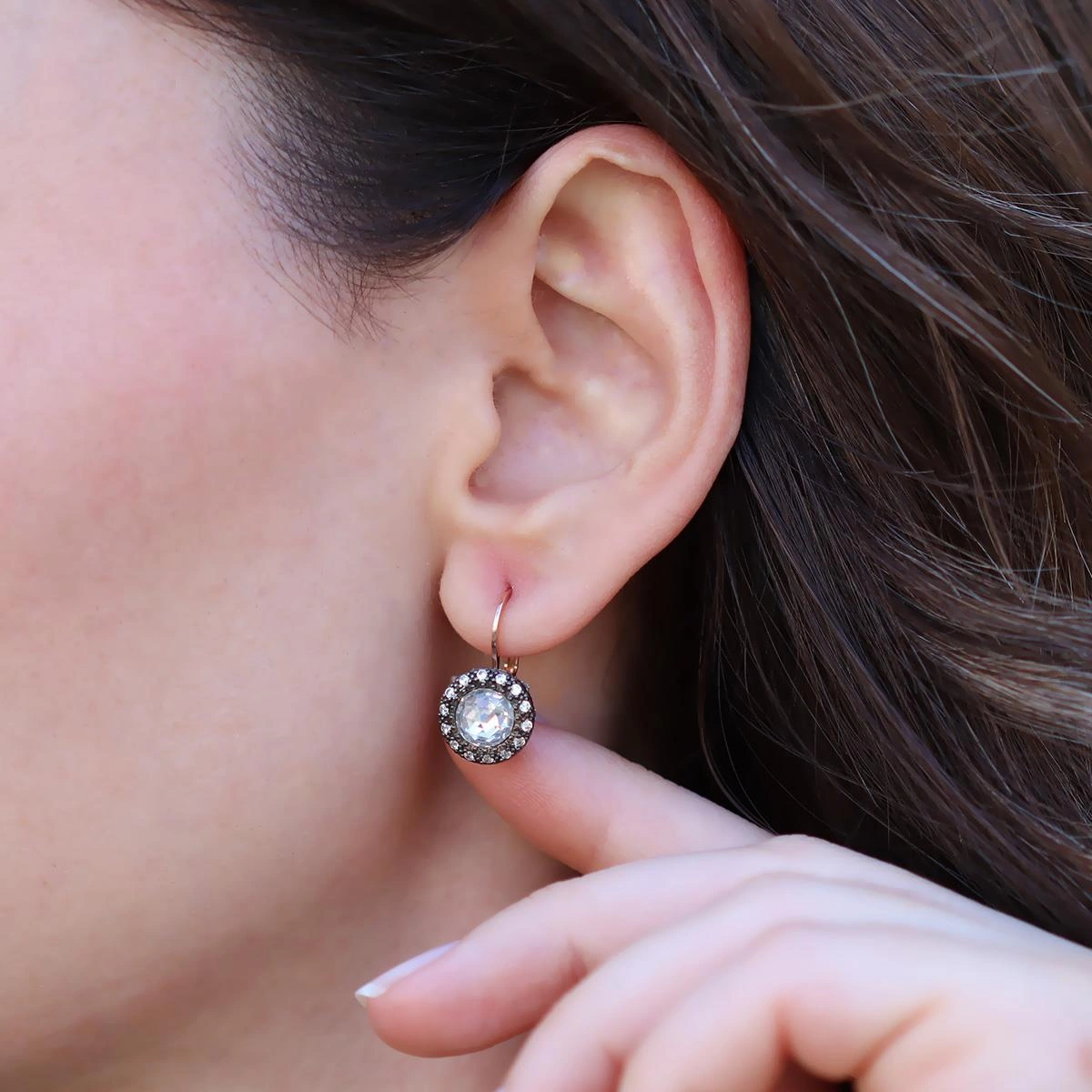 Elmas Montür Taşlı Rose Gold Gümüş Küpe Gümüş