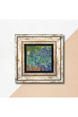 Lexroo Van Gogh İrisler Taş Duvar Tablosu - Çerçeveli Taş Tablo - Dekoratif Duvar Sanatı