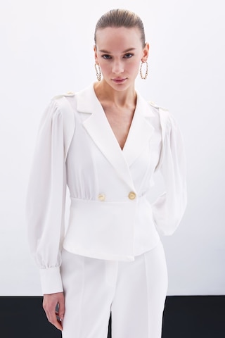 Sateen Kruvaze Kısa Ceket - Ekru-135797 Ekru