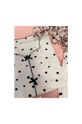 Mh Moony Homewears Siyah Kurdele Yazlık Yumuşacık Şortlu Pijama Takımı Krem Ve Siyah