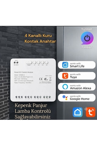 Tuya Destekli 85-250v Kuru Kontak Anahtar Beyaz