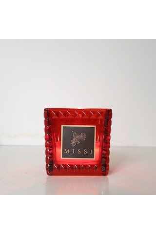 Yılbaşı Kırmızı Kristal Kare Cam Mumluk Ve Tealight Seti