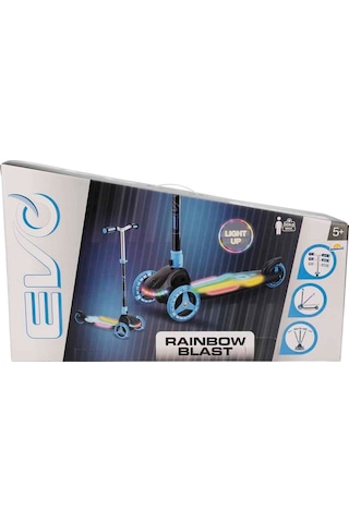 3 Tekerlekli Katlanabilir Rainbow Blast Işıklı Mavi Scooter İle Her Yolculuk Bir Renk Şöleni Çok Renkli