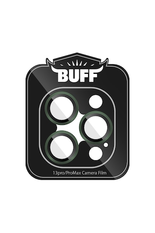 Buff Apple Uyumlu iPhone 13 Pro / 13 Pro Max Kamera Metal Lens Koruyucu Koyu Yeşil