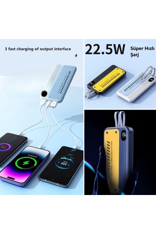 Büro Ev Ofis İçin 10000mah 4 Cihaz Hızlı Şarj Edebilen Powerbank