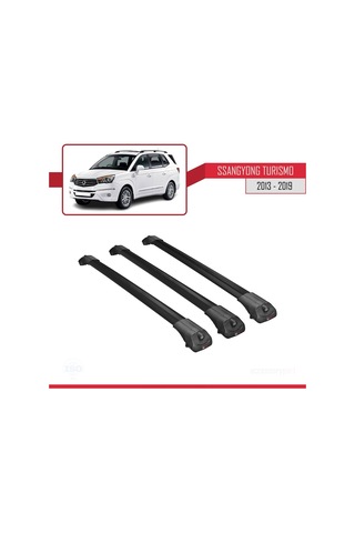 Ssangyong Turismo 2013-2019 Arası İle Uyumlu Ace-1 Ara Atkı Tavan Barı Siyah 3 Adet Bar