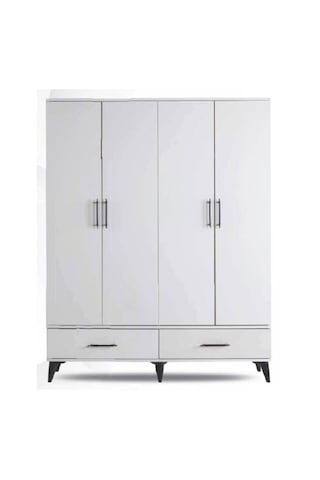 Hitit 4 Kapılı Dolap / Gardolap Beyaz