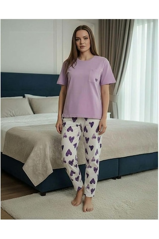Mihra Kadın Compakt Penye Bisiklet Yaka Kısa Kol İnce Pijama Takımı 90791l - 1 Adet Lila
