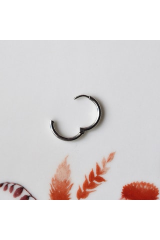 Erkek Cerrahi Çelik Küpe Halka Silver Renk 16 Mm Gri