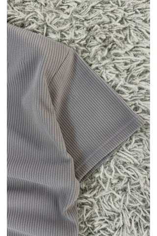 Fifty Color Erkek Nefes Alan Ottoman Fitilli Kumaş Takım - Polo Yaka Tişört Ve Eşofman Altı Kombini Gri