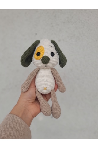 Amigurumi Köpek Oyuncak Bej - Yeşil