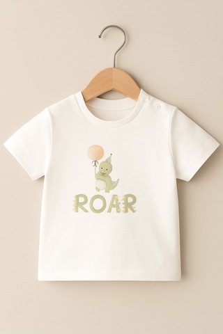 %100 Pamuklu Little Roar T-shirt Ekru