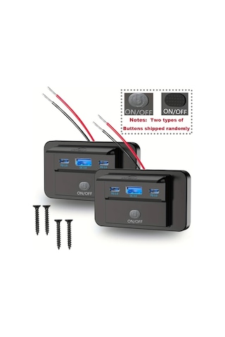 Boatshop1 2 Paket Üç Portlu Usb Araba Hızlı Şarj Soketi Qc3.0 Pd3.0 Araba Şarj Cihazı Tip-c Anahtarı Rv Tekne Kamyon Motosiklet Otobüs İçin