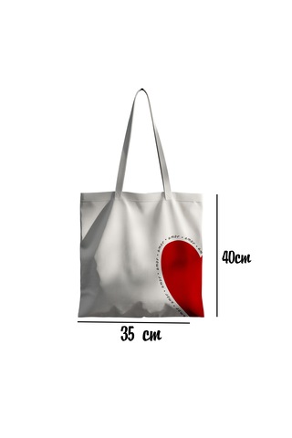 Akumastik Amor Bez Çanta 35x40cm - Tote Bag- Kalpli Çanta