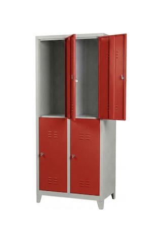 4 Gözlü Ekonomik Soyunma Dolabı Kırmızı 67x37x198