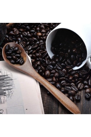 Fastbuy 6 Adet Küçük Tahta Kaşık, Tahta Çay Kaşığı, Küçük Yemek Kaşığı, Tahta Baharat Kaşıkları, Mutfak Gereçleri, Ev Dekoras