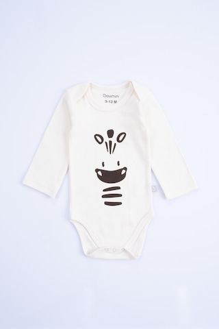 Boumini Uzun Kollu Pamuklu Bebek Çıtçıtlı Body Ekru Zürafa Ekru